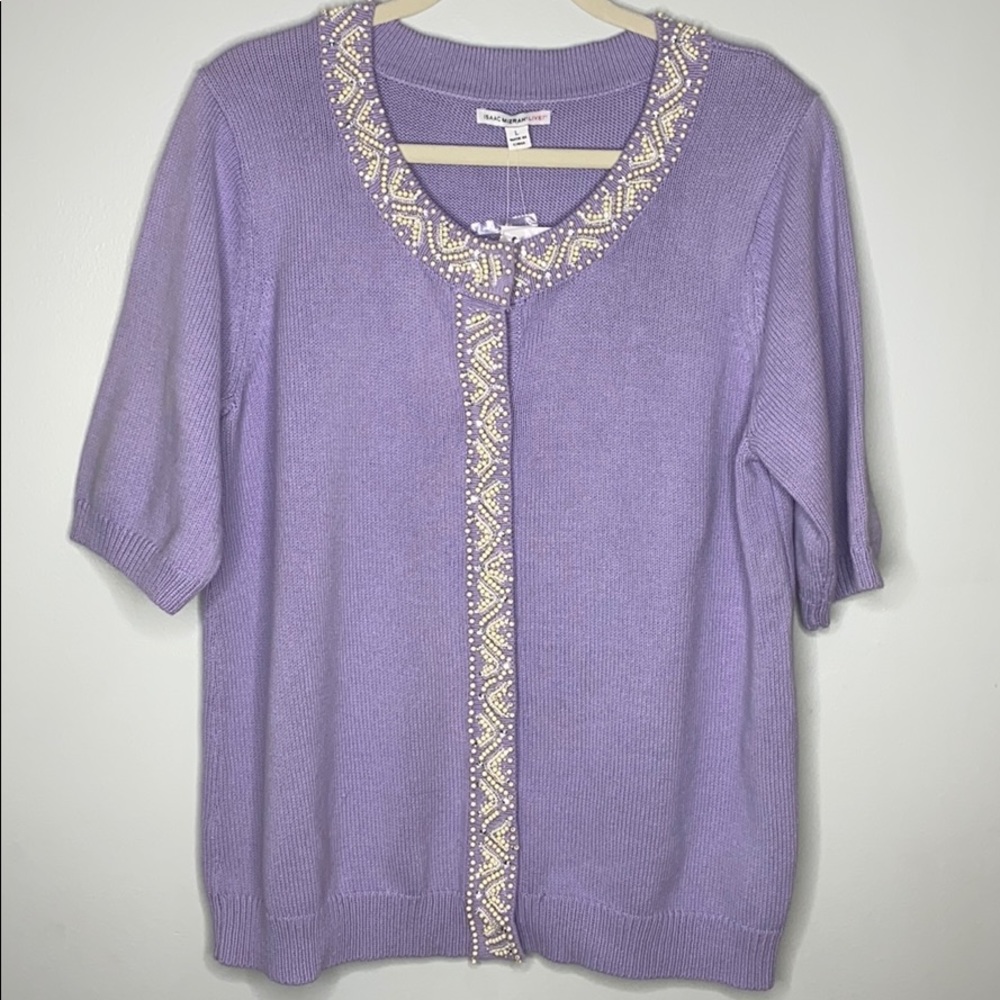 Isaac Mizrahi Live beaded sweater Large